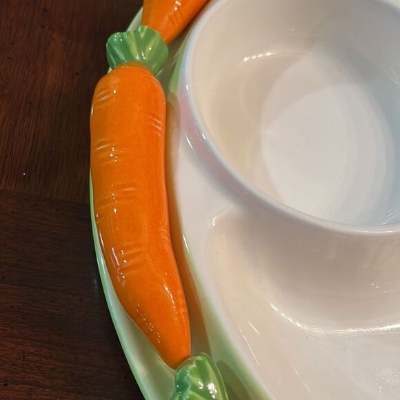 Vintage 3D Appetizer Serving Party Platter 12.5” Carrot Detail Veggie Tray - Picture 3 of 10